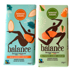 Tablette au chocolat noir pauvre en sucre de la marque Balance 85g