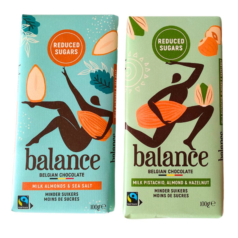 Tablette au chocolat noir pauvre en sucre de la marque Balance 85g