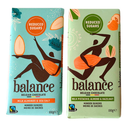 Tablette au chocolat noir pauvre en sucre de la marque Balance 85g