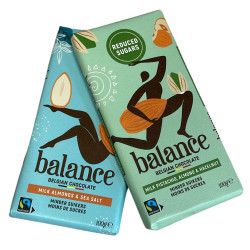 Tablette au chocolat noir pauvre en sucre de la marque Balance 85g